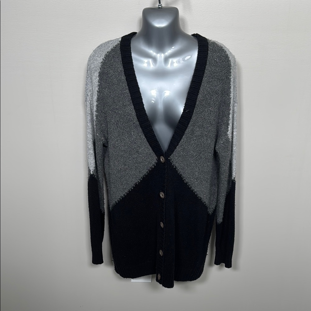 BCBGeneration Gray and Black Cardigan Sweater V-Neck